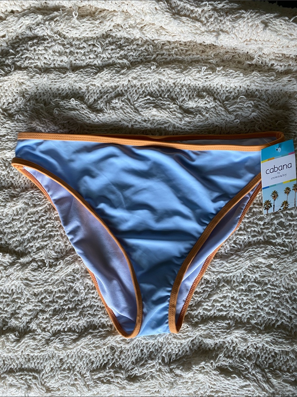 🚨Priced for quick sale🚨 Light Blue & Orange Trim Bikini Bottom